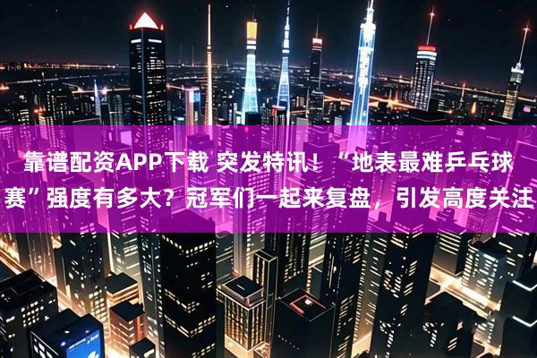 靠谱配资APP下载 突发特讯！“地表最难乒乓球赛”强度有多大？冠军们一起来复盘，引发高度关注