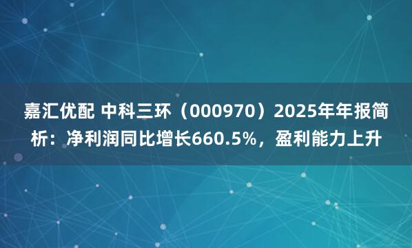 嘉汇优配 中科三环（000970）2025年年报简析：净利润同比增长660.5%，盈利能力上升